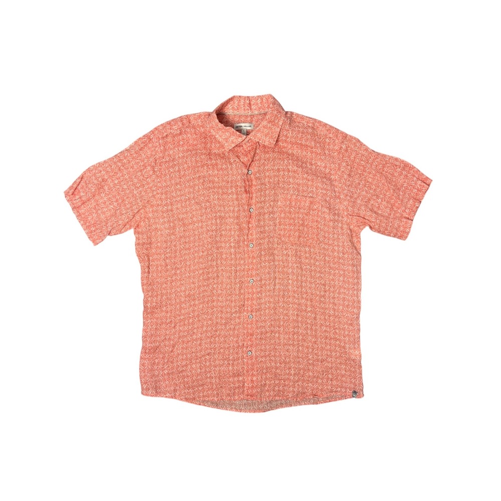 Peter Millar 100% Linen Classic Fit Button Up Shirt Size Large Breathable Golf